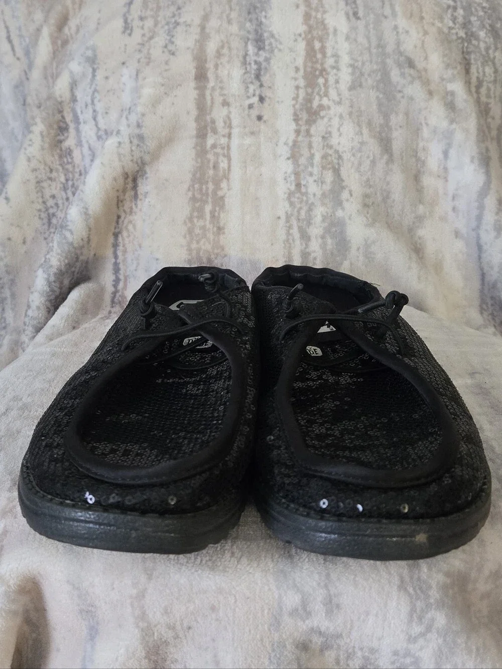 HEYDUDE Wendy Slip Sequin Black Womens 12 Sparkle Mule Shoes